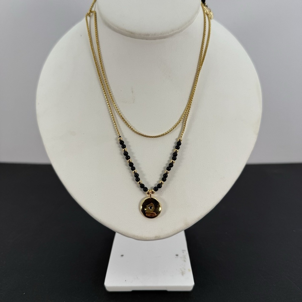 Katie Loxton Circle Gold Tone Pendant Chain Necklace With Charms Gold Tone